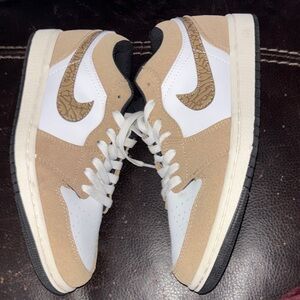 Tan and White Jordan 1 low